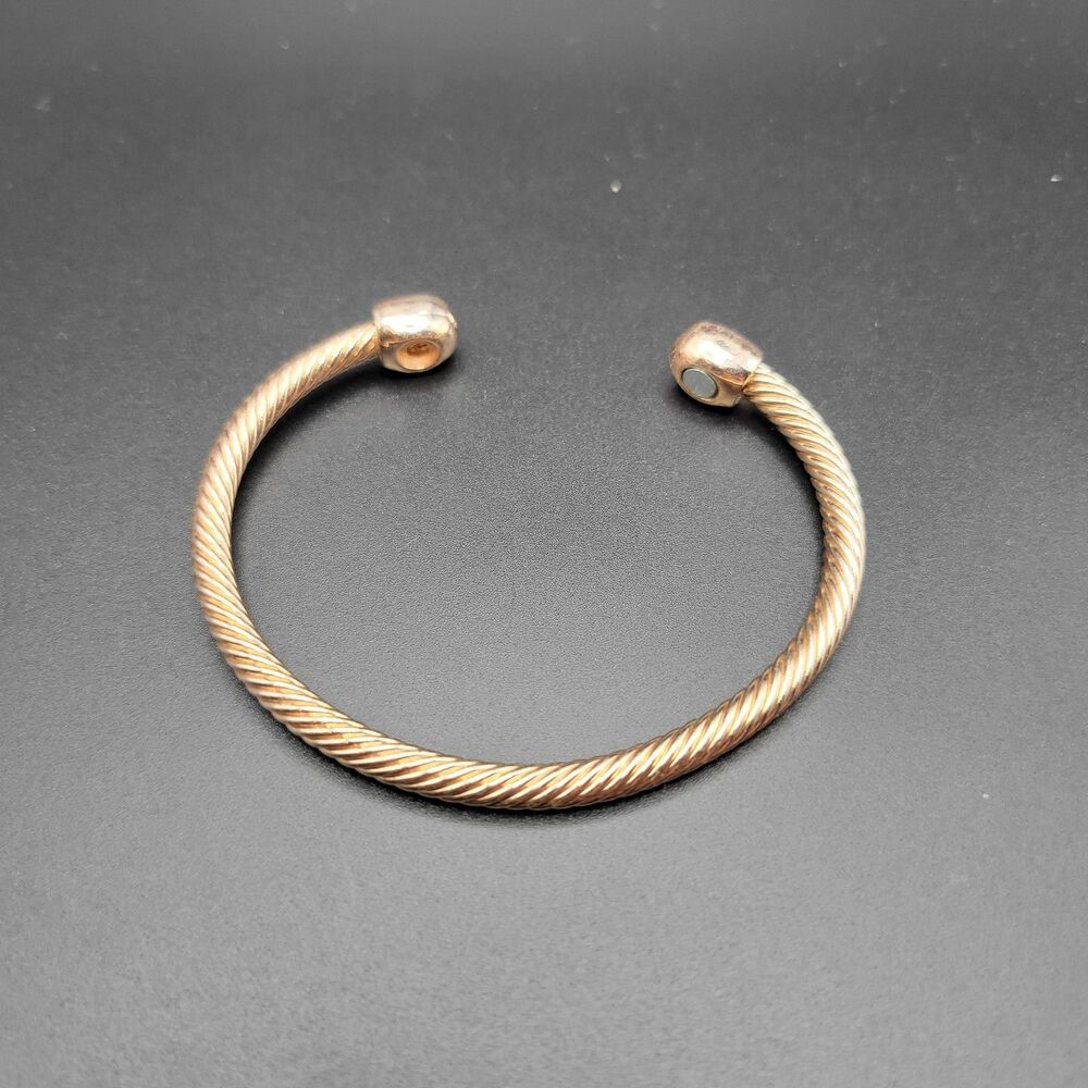 Adjustable Open Twisted Rope Cuff Unisex Rose Gold Copper Magnetic Bracelet Gift